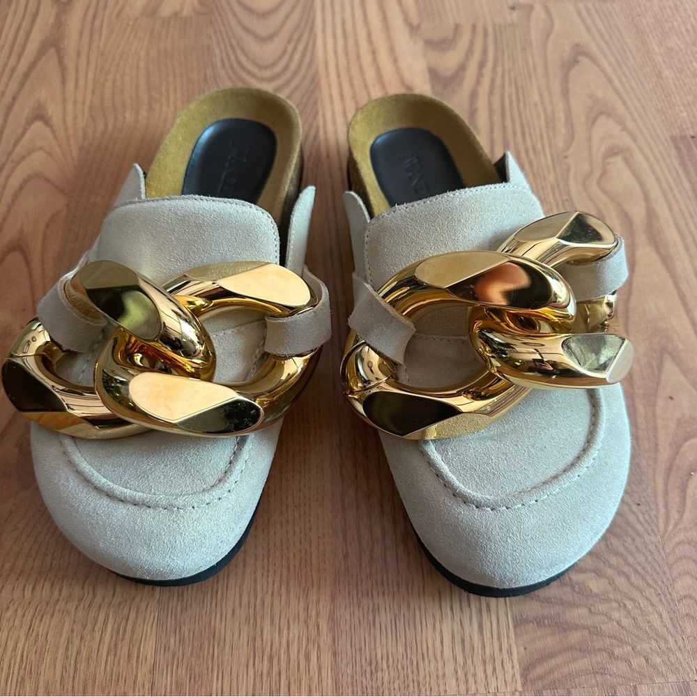2 PAIRS - JW Anderson Gold Chain Link Mules (size 36, U.S. 6) - Authenticated ❤️